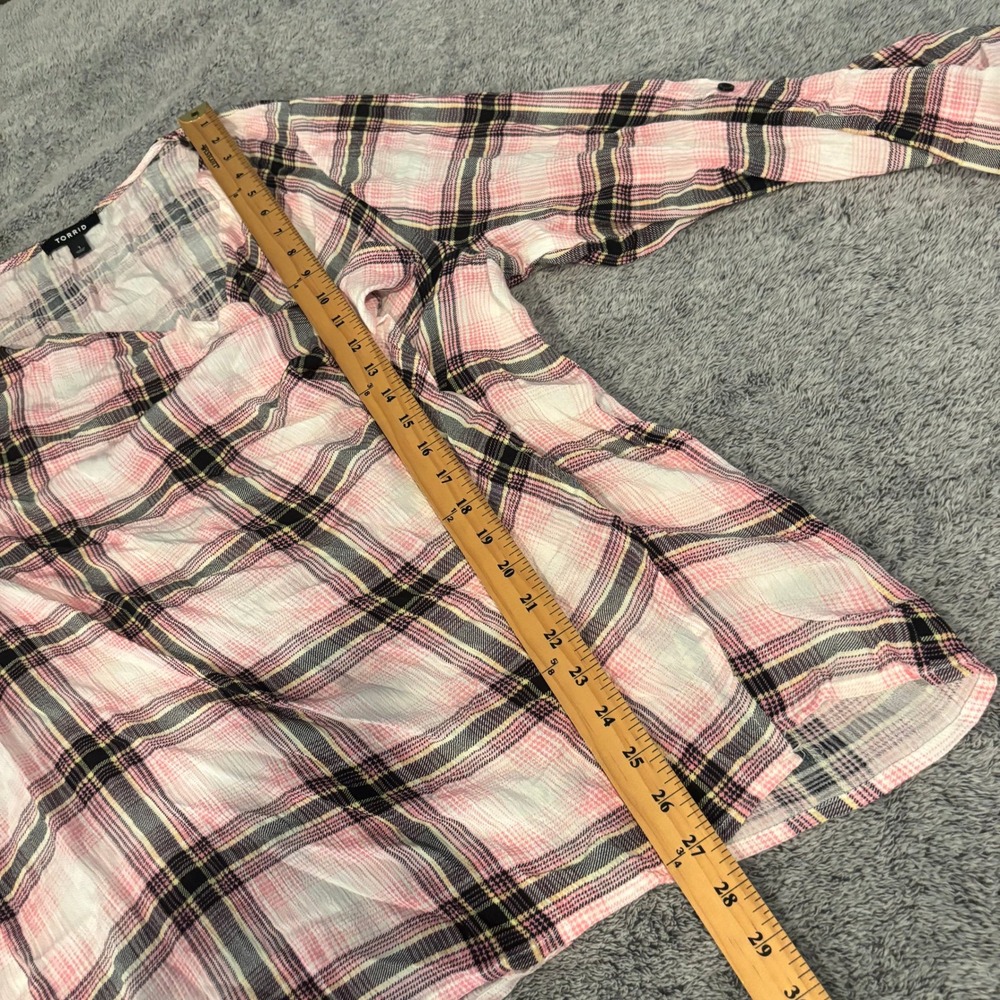 Torrid Women Kimono Cardigan 1X Plaid Casual Coastal Cowgirl Beachy Boho 21296 - Picture 8 of 10